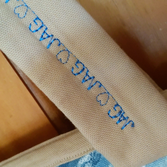 Homemade Waves Diamond Tote Beach Bag Blue Tan - Picture 4 of 16